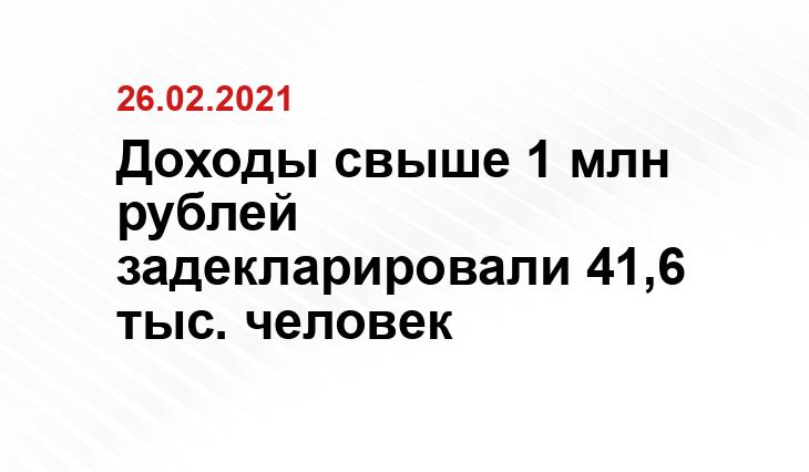 Доходы свыше 1 млн рублей задекларировали 41,6 тыс. человек